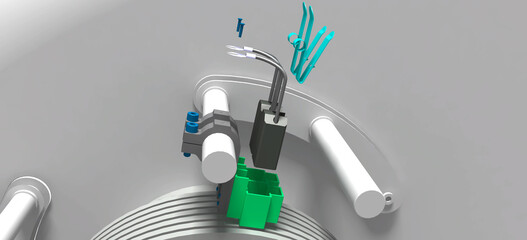 carbon brush slip ring generator 3D illustration - obrazy, fototapety, plakaty