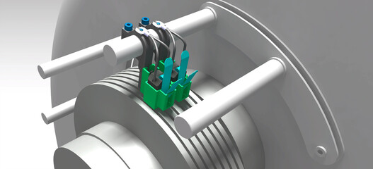 carbon brush slip ring generator 3D illustration - obrazy, fototapety, plakaty