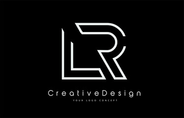 LR Letter Logo Design in Black White.