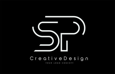 SP S P Letter Logo Design in White Colors.