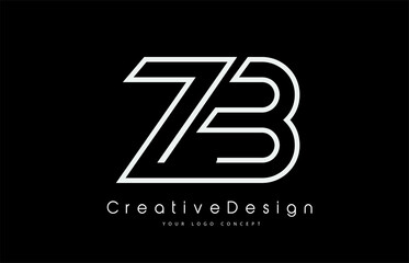 ZB Z B Letter Logo Design in White Colors.