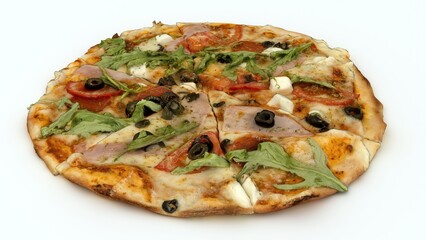 Mixed Pizza isolated, 3d rendering.