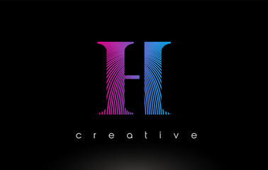 H Logo Design With Multiple Lines and Purple Blue Colors.