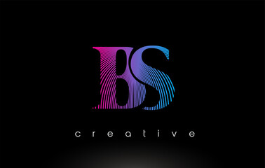 BS Logo Design With Multiple Lines and Purple Blue Colors.