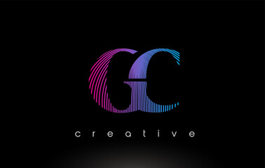 GC Logo Design With Multiple Lines and Purple Blue Colors.