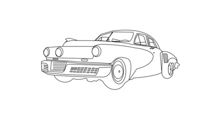 Modern vector layout of a classic car.- side view - 3D Illustration ( Tucker 48 cars)