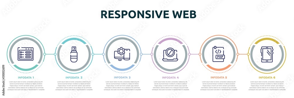 Poster responsive web concept infographic design template. included ui de, usb drive, display tablet smartp