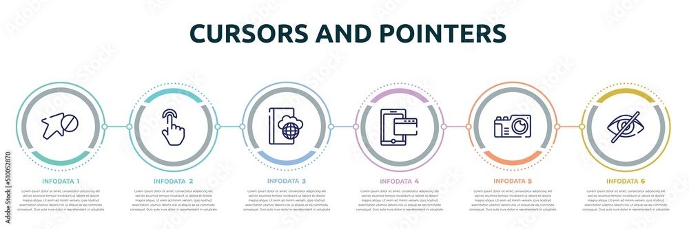 Poster cursors and pointers concept infographic design template. included forbidden, index finger cursor, b