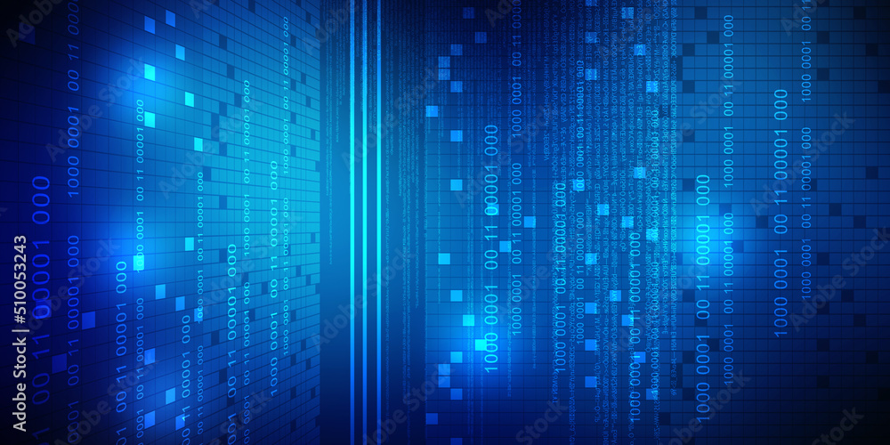 Poster 2d illustration abstract digital binary data on computer screen