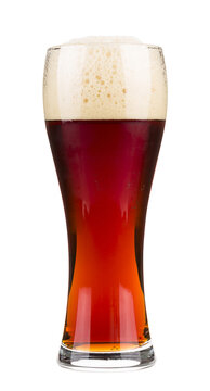 Red beer with bubbles foam in a glass