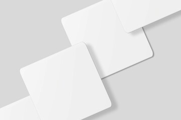 Blank square business card for mockup. 3D Render.