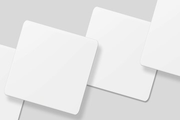 Blank square business card for mockup. 3D Render.
