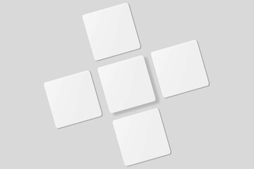 Blank square business card for mockup. 3D Render.