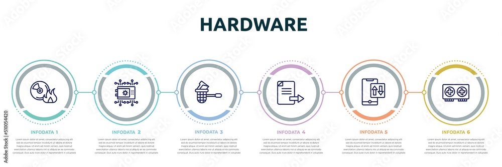 Poster hardware concept infographic design template. included burn cd, crypto vault, stealing data, export 