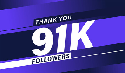 Thank you 91K followers modern banner design vectors
