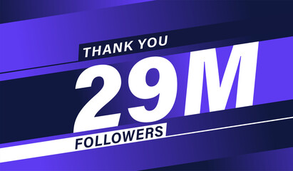Thank you 29 million followers, modern banner design vectors