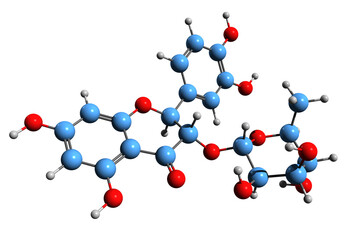  3D image of Astilbin skeletal formula - molecular chemical structure of flavanonol isolated on white background

 
