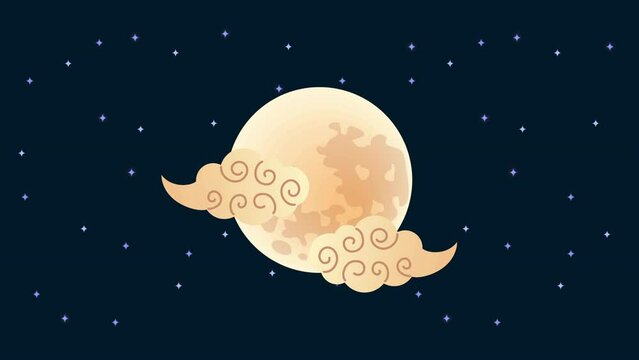 mid autumn festival animation with fullmoon