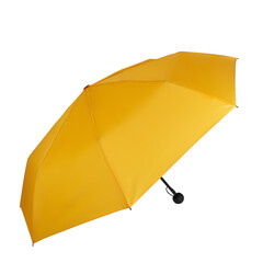 Side view of opened yellow portable umbrella isolated on white background with clipping path