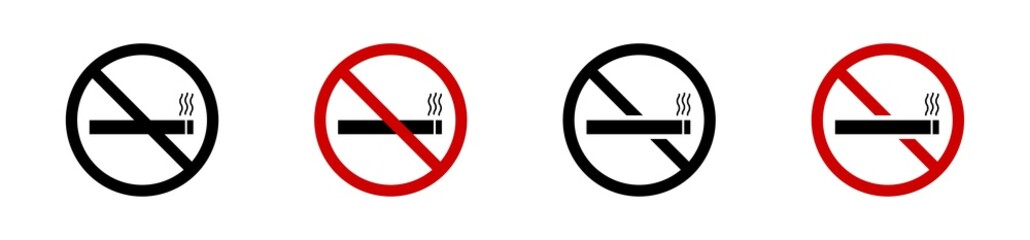 No smoking icon set. Vector illustration. No cigarette symbol sign collection.