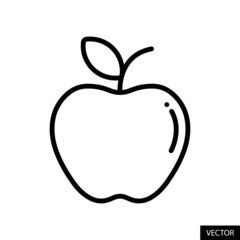 Apple fruit vector icon in line style design for website design, app, UI, isolated on white background. Editable stroke. Vector illustration.
