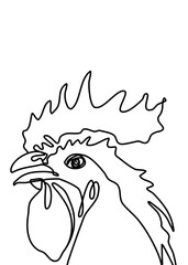 One continuous line drawing, of a chicken