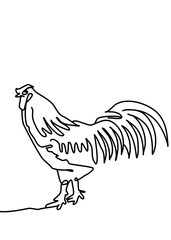 One continuous line drawing, of a chicken