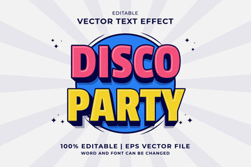 Editable text effect Disco Party 3d Vintage template style premium vector