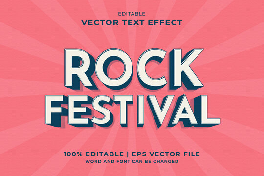 Editable text effect Rock Festival 3d Vintage template style premium vector
