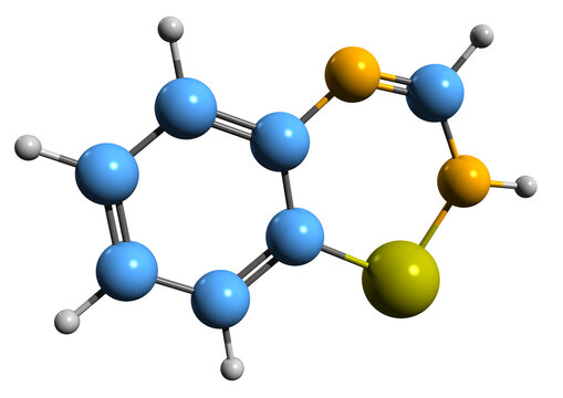  3D image of Benzothiadiazine skeletal formula - molecular chemical structure of benzene derivative isolated on white background