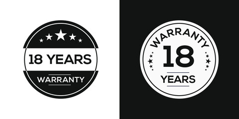 Fototapeta na wymiar 18 years warranty seal stamp, vector label.