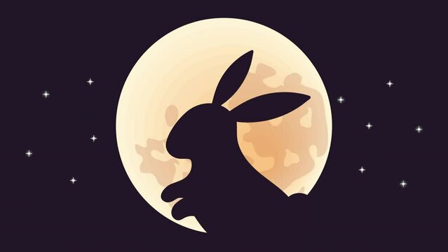 mid autumn festival with rabbit and fullmoon