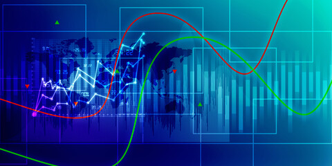 Plakat 2d rendering Stock market online business concept. business Graph 