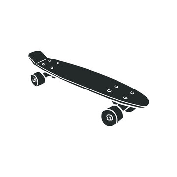 Skateboard Icon Silhouette Illustration. Skate Board Vector Graphic Pictogram Symbol Clip Art. Doodle Sketch Black Sign.