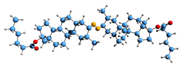  3D image of Bolazine capronate skeletal formula - molecular chemical structure of bolazine hexanoate isolated on white background