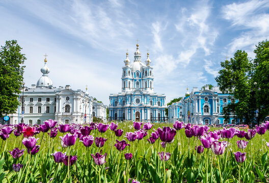 Smolny Resurrection of Christ Cathedral in St. Petersburg. Russia