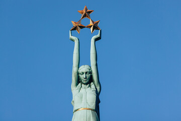 Close up of Monument of freedom of Latvia - obrazy, fototapety, plakaty