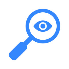 Audit, eye, search icon. Blue color design.