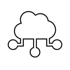 Cloud, storage, big data outline icon. Line art vector.