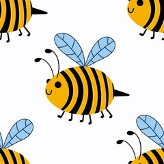 Kids seamless bee pattern for fabrics and packaging and gifts and cards and linens and wrapping paper