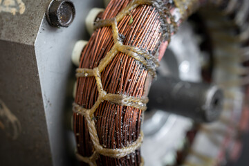 copper wires from the motor winding. background