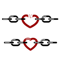 heart icon between chain links
