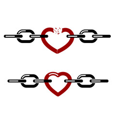Obraz premium heart icon between chain links