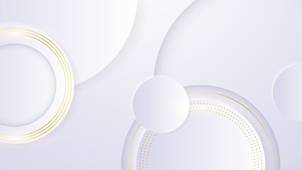 Abstract luxury white and gold shapes background with circles