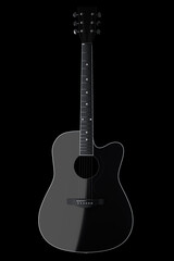 Fototapeta premium Close-up of acoustic guitar isolated on black background.
