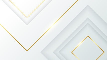 Abstract gold lines on white background with luxury shapes