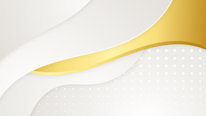 Abstract gold wave lines on white background with luxury shapes