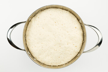 Sourdough dough with air bubbles, close-up.