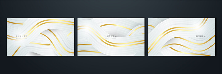 Set of abstract gold lines on white background