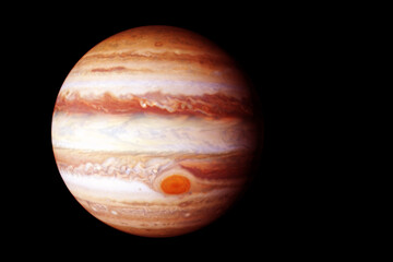 Planet Jupiter on a dark background. Elements of this image furnished by NASA